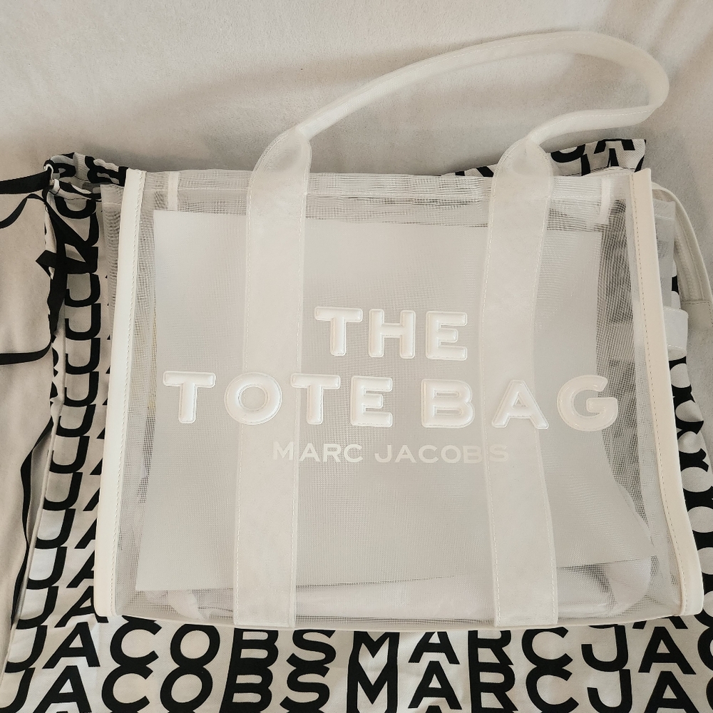 Marc Jacobs The Large Mesh Tote Bag White Authentic With Dust Bag NWT - Picture 8 of 16